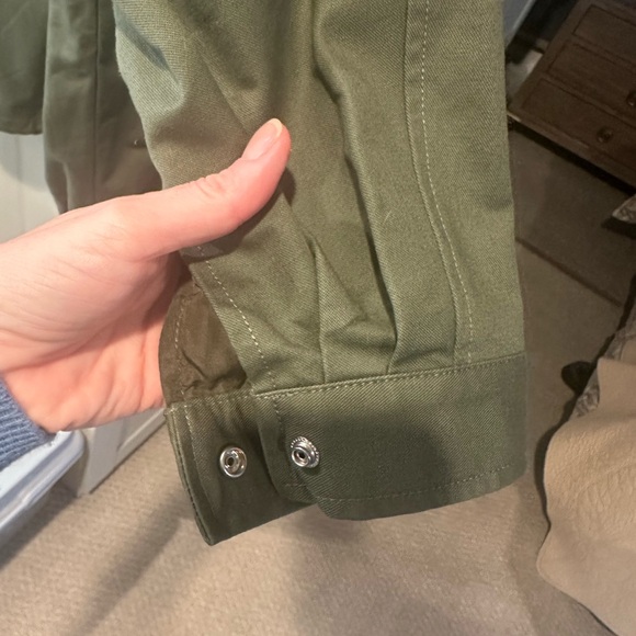 River Island Khaki Pearl & Rhinestone Studded Zip Up Canvas Bomber Jacket Size S - Picture 10 of 12